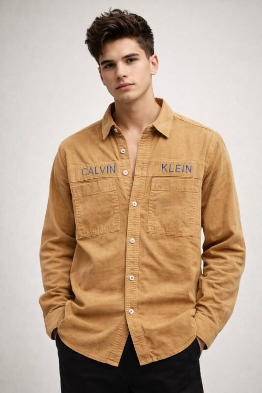 Buy Trendy Lite Brown Plain Denim Shirt for Men