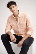 Buy Classic Orange Plain Denim Shirt for Men