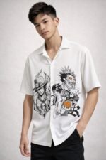 Stylish White Printed Oversize Shirt for Men