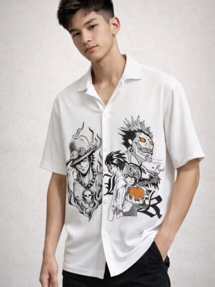 Stylish White Printed Oversize Shirt for Men