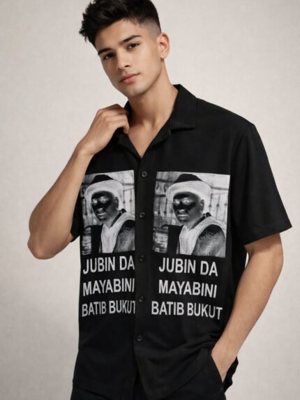 Buy Classic Printed Black Oversize Shirt for Men