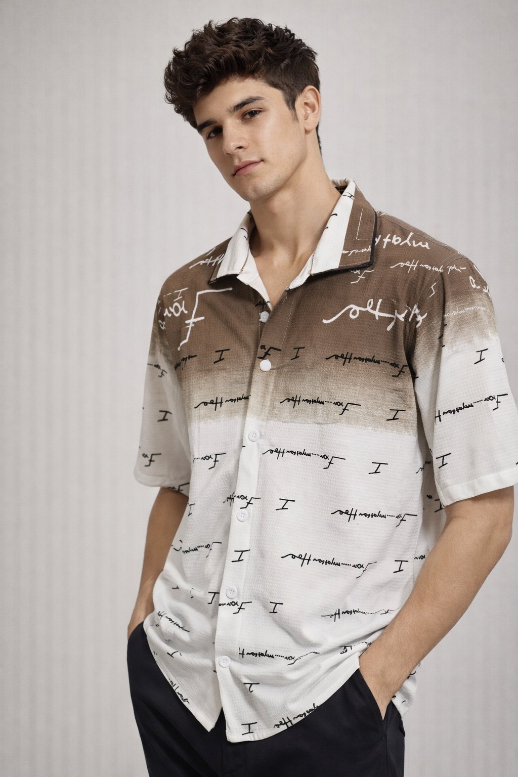 Trendy Brown Printed Oversize Shirt for Men Trendy Brown Printed Oversize Shirt for Men