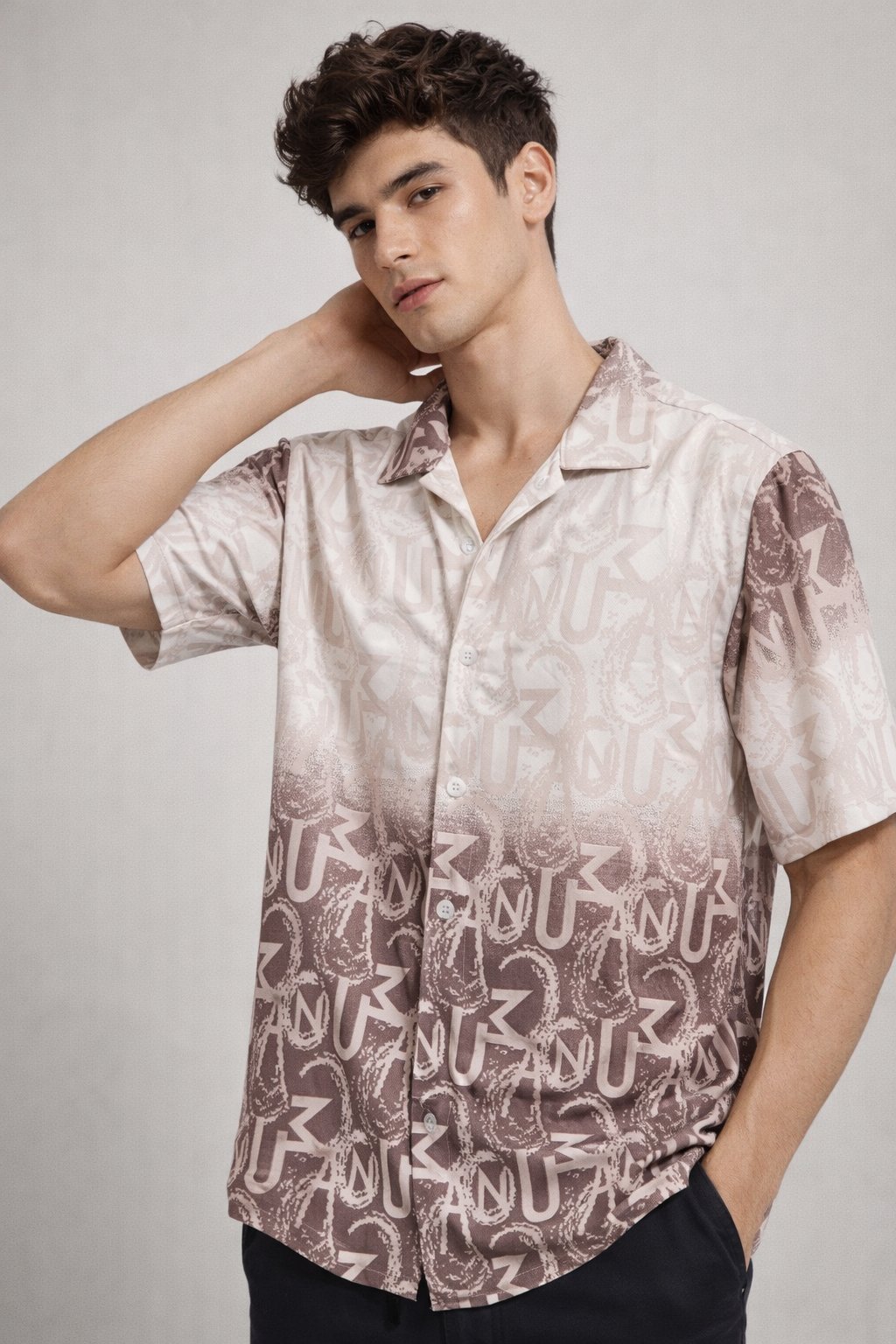 Classic Brown Printed Oversize Shirt for Men & Stylish Classic Brown Printed Oversize Shirt for Men & Stylish