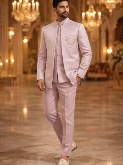 Trendy Lite Pink Wedding Jodhpuri Set for Men & Fashion