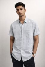 Buy Classic Ice Blue Checks Half Shirt for Men
