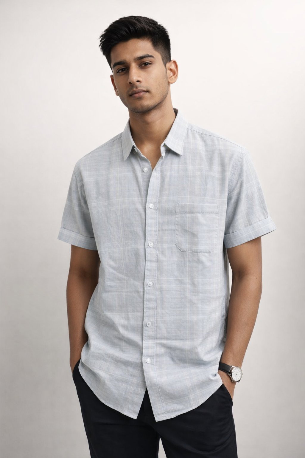 Buy Classic Ice Blue Checks Half Shirt for Men Buy Classic Ice Blue Checks Half Shirt for Men