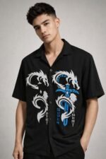 Buy Trendy Black Printed Oversize Shirt for Men