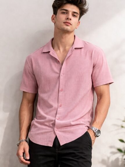 Trendy Lite Pink Oversize Shirt for Men