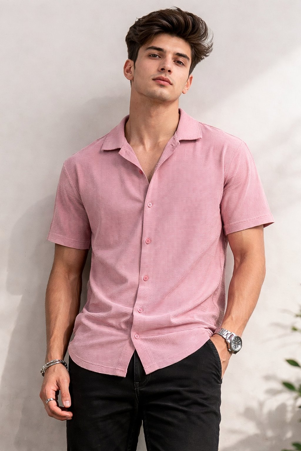 Trendy Lite Pink Oversize Shirt for Men Trendy Lite Pink Oversize Shirt for Men