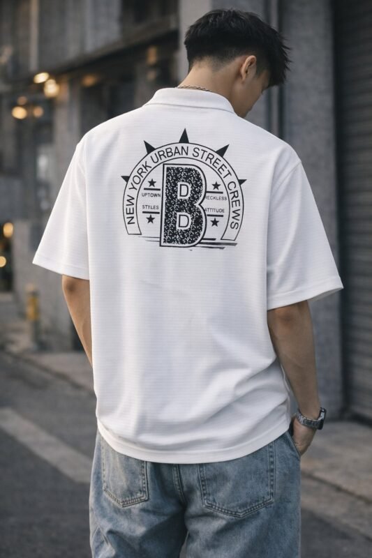 Premium White Printed Oversize Shirt for Men