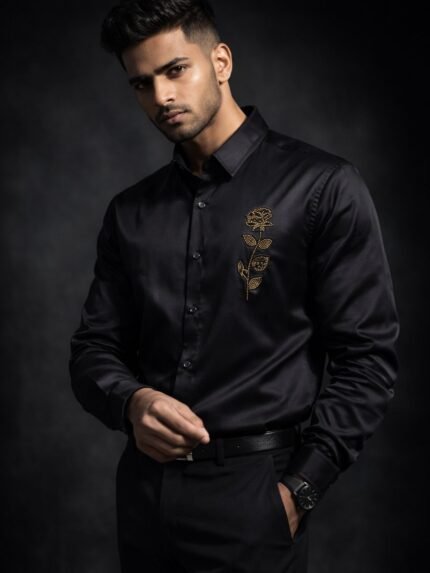 Solid Best Black Plain Full Shirt for Men & Premium