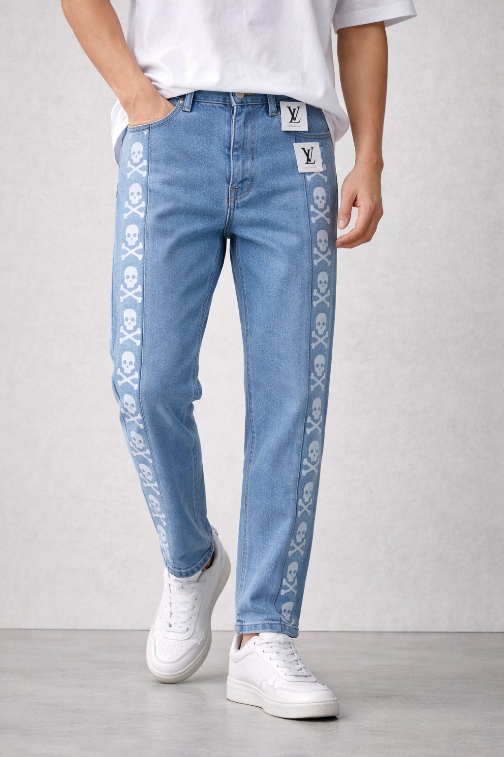 Stylish Ice Blue Baggy Jeans for Men Stylish Ice Blue Baggy Jeans for Men
