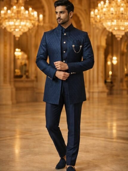 Buy Teal Blue Wedding Jodhpuri Set for Men