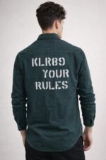 Trendy Teal Blue Double Pocket Denim Shirt for Men