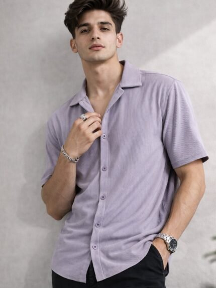 Classic Lite Purple Oversize Shirt for Men & Lavender