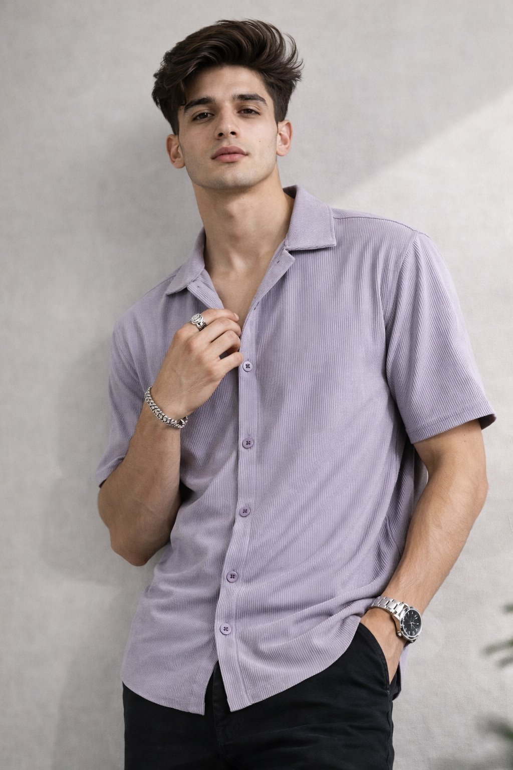 Classic Lite Purple Oversize Shirt for Men & Lavender Classic Lite Purple Oversize Shirt for Men & Lavender