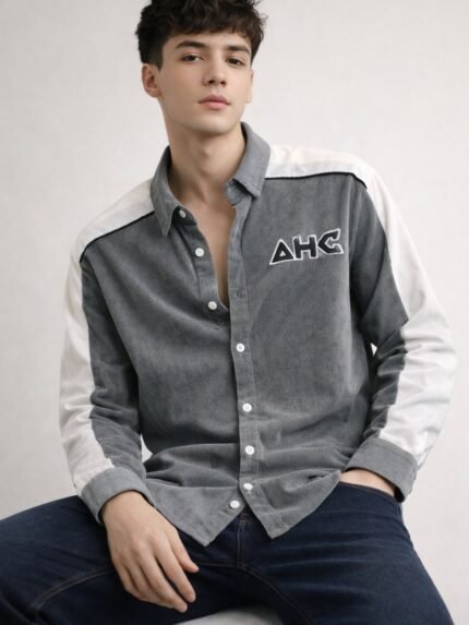 Buy Stylish Dark Grey Korean Full Shirt for Men
