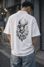 Stylish White Printed Oversize Shirt for Men