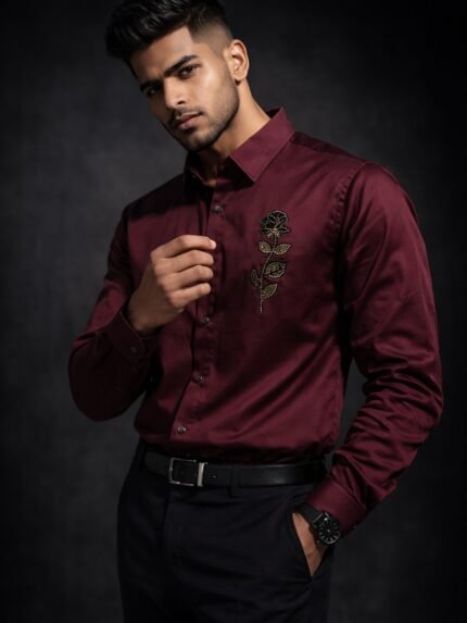 Solid Best Wine Plain Full Shirt for Men & Premium