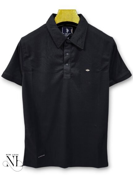 Trendy Black Plain Polo Half T-Shirt for Men