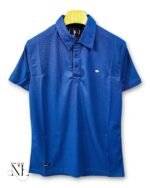 Trendy Dark Blue Plain Polo Half T-Shirt for Men