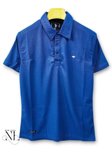 Trendy Dark Blue Plain Polo Half T-Shirt for Men