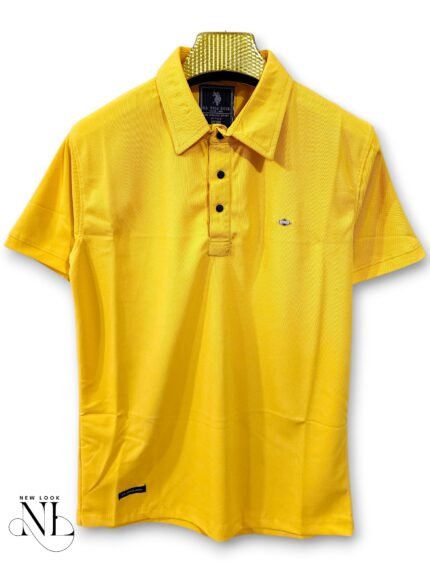 Trendy Yellow Plain Polo Half T-Shirt for Men