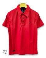 Trendy Red Plain Polo Half T-Shirt for Men