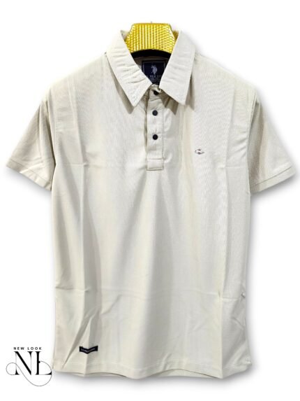 Stylish Cream Plain Polo Half T-Shirt for Men