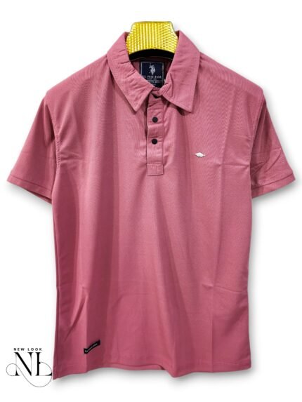 Stylish Pink Plain Polo Half T-Shirt for Men