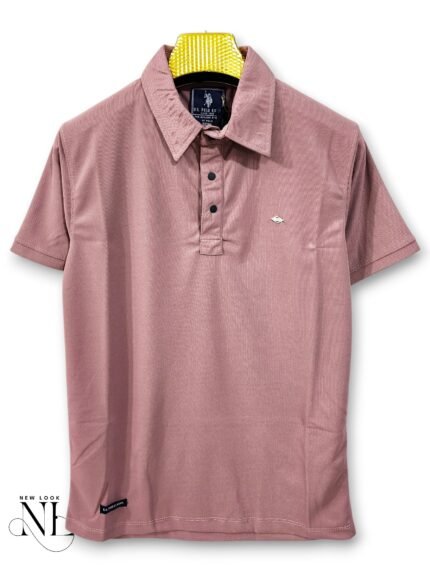 Stylish Peach Plain Polo Half T-Shirt for Men