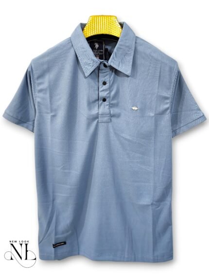 Stylish Blue Plain Polo Half T-Shirt for Men