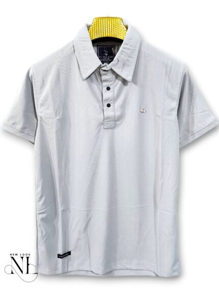 Stylish Lite Grey Plain Polo Half T-Shirt for Men