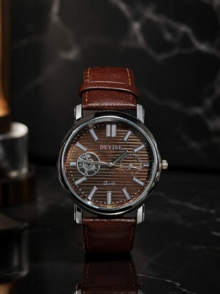 Classic Brown Trendy Leather Watch for Men