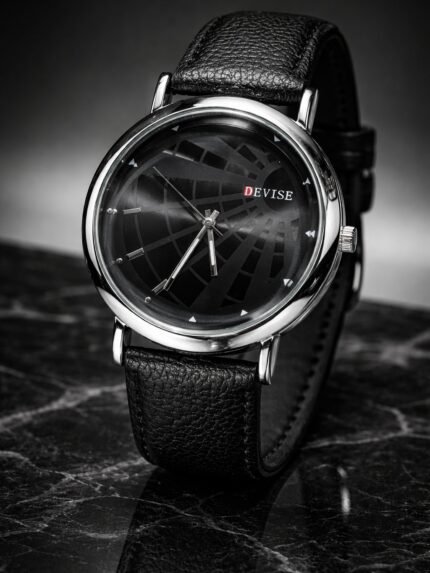 Trendy Black Leather Watch for Men Premium