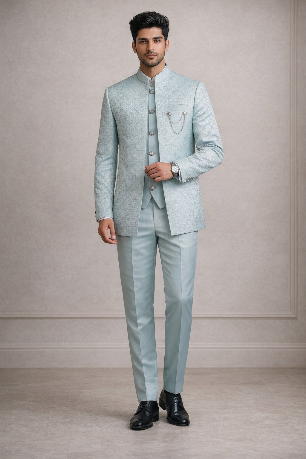 Lite Green Wedding Jodhpuri Set for Men & Pastel Green Lite Green Wedding Jodhpuri Set for Men & Pastel Green