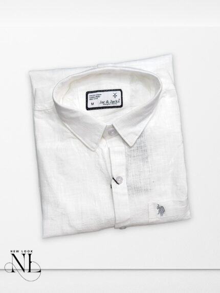 Classic Linen White Plain Full Shirt for Men