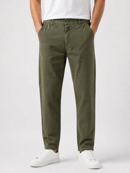 Classic Plain Dark Green Linen Pants for Men – Breathable
