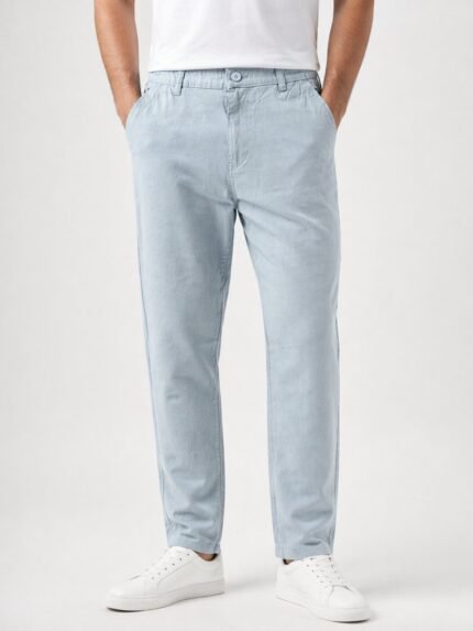 Classic Plain Sky Blue Linen Pants for Men – Cool Comfort