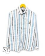 Sky Blue Stripe Full Shirt for Men & Premium