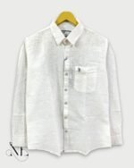 Classic Linen White Plain Full Shirt for Men