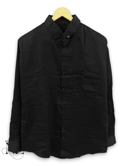 Stylish Black Plain Full Shirt for Men – Style Essential