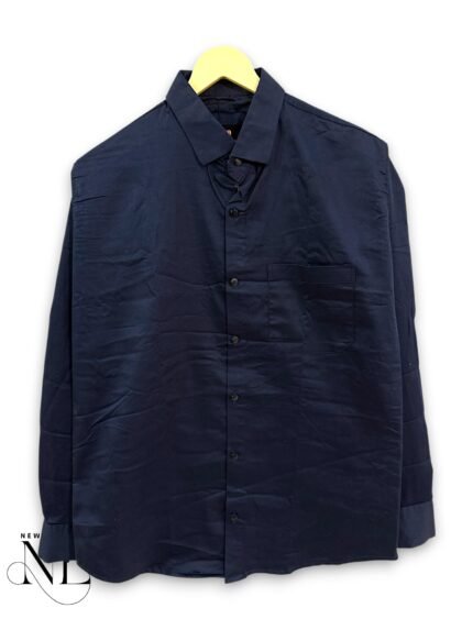 Trendy Navy Blue Plain Full Shirt for Men – Timeless Choice