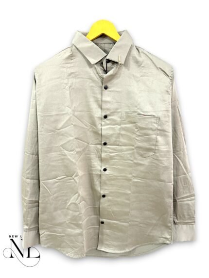 Trendy Cream Plain Full Shirt for Men – Elegance
