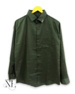 Stylish Dark Green Plain Full Shirt for Men
