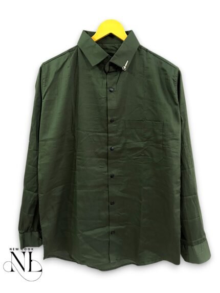 Stylish Dark Green Plain Full Shirt for Men