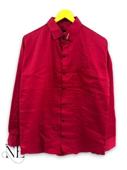 Stylish Red Plain Full Shirt for Men – Make a Bold