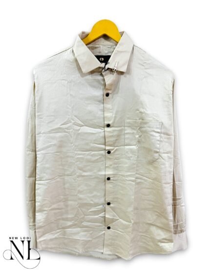 Stylish Cream Plain Full Shirt for Men – Elegance