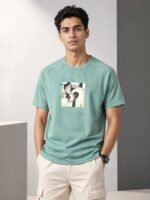 Stylish Light Green Printed Half T-Shirt for Men