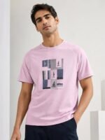 Stylish Pink Printed Half T-Shirt for Men